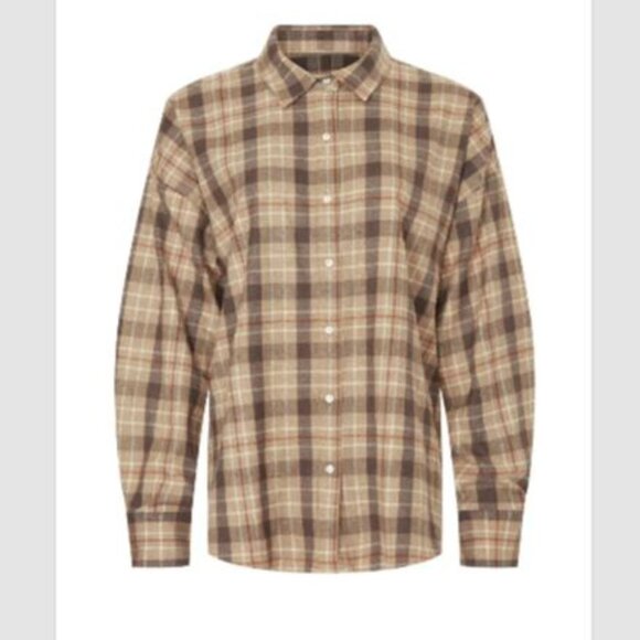 Favorite Daughter Womens The Ex-Boyfriend Shirt in Brown Multicolor Size XS NWT - Picture 3 of 7